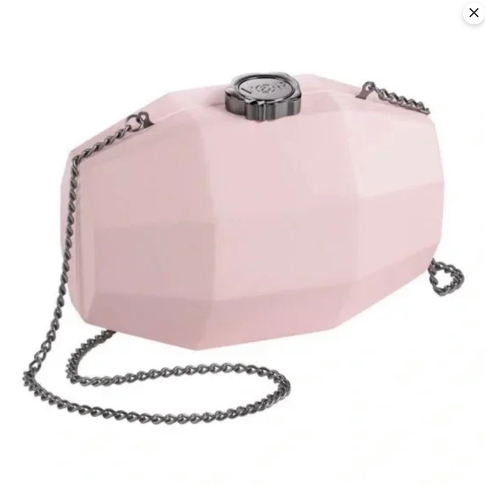 Viktor & Rolf Pink Geometric Clutch with Black Chain